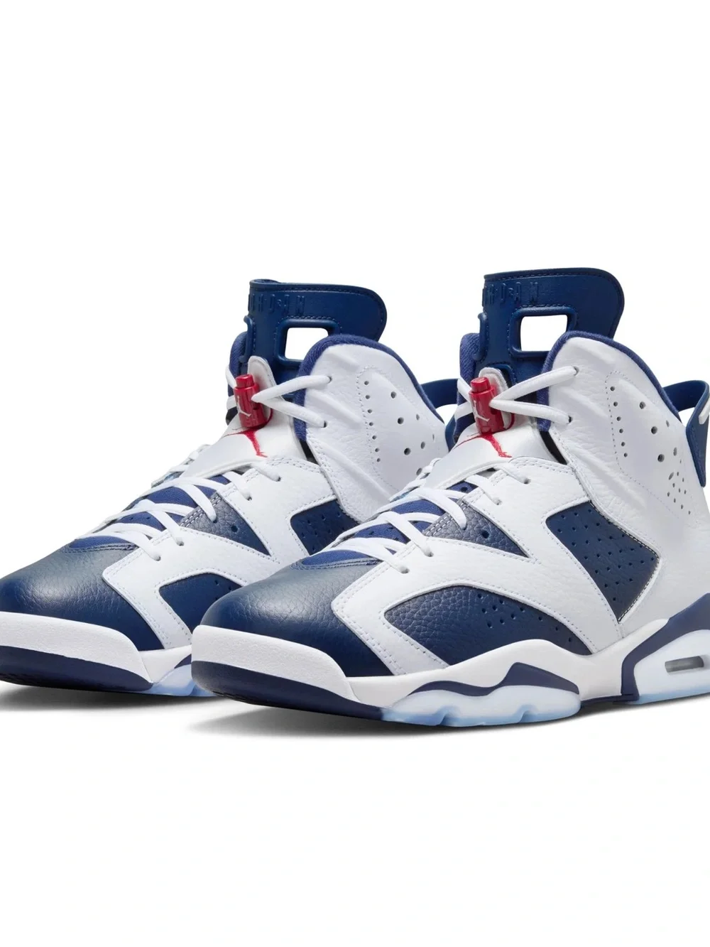 Jordan Men's Navy and White High-Top Basketball Sneakers with Red Accent